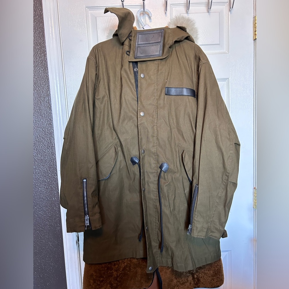 Olive green, coach parka jacket. Size XL. NWT condition.